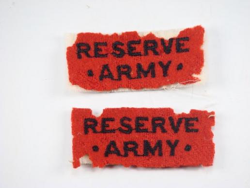 WW2 Reserve Army Cloth Shoulder Titles - Pair