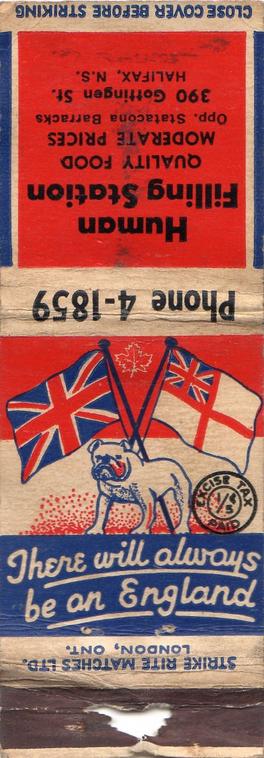 WW2 Match Book Cover from Halifax - RCN Stadacona Barracks