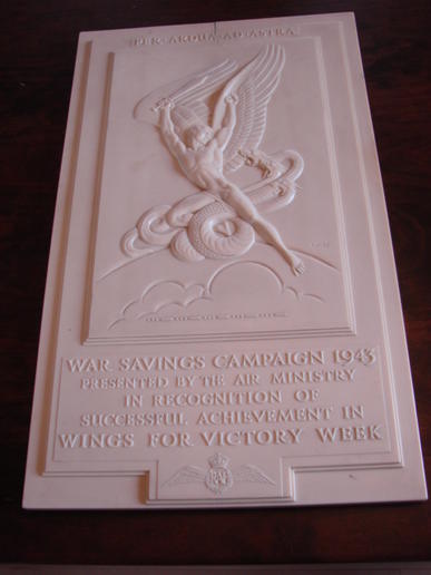 RAF 1943 WINGS FOR VICTORY Faux Marble Plaque