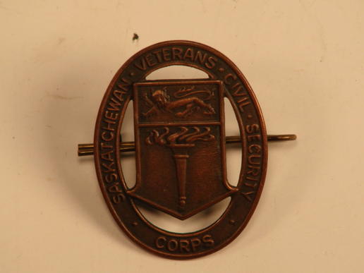 Sask Veterans Civil Service Corps EMs Cap Badge