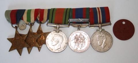 WW2 6 Medal Group (Italy and NW Europe)  with Dog Tag - Loyal Edmonton Regt