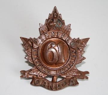 61 Battalion Winnipeg Cap Badge