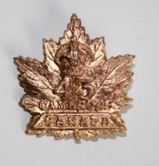 43rd Battalion Camerons Collar Badge - Gilt Officer