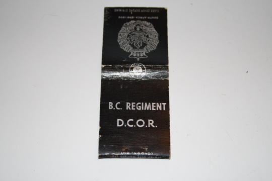 WW2 BC Regiment DCOR Match Cover