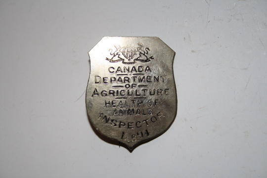 WW1 Canada Dept of Agriculture Health of Animals Inspector Shield