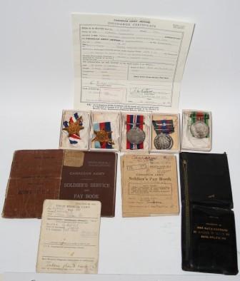 WW2 NW Europe Medals Group with documents - RCE  - Saskatchewan