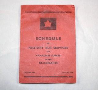 1945 Canadian Army Bus Schedule  - Netherlands