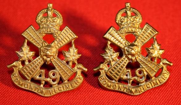 49th Battalion Edmonton Regt - Collar Badge Pair - Scully