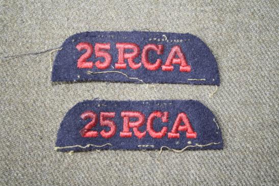 WW2 25 RCA Shoulder Title pair