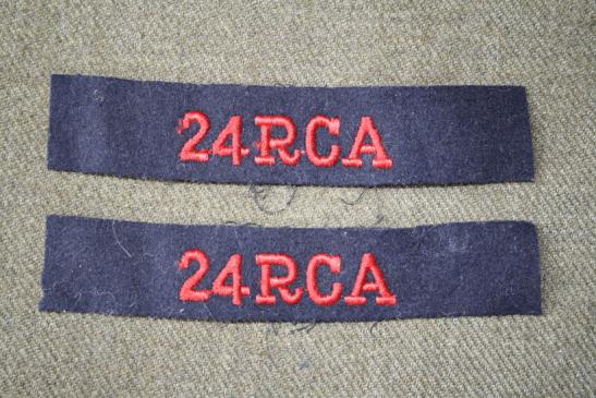 WW2 24 RCA Shoulder Title pair