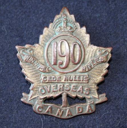 190th Bn Winnipeg Rifles Collar Badge