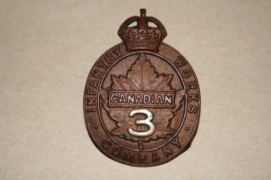 3rd Canadian Infantry Works Company Cap Badge - Extremely Rare