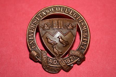 WW1 McGill COTC Cap Badge (No.2 Company PPCLI University Draft)  - Marked GEO H LEES and CO 1915