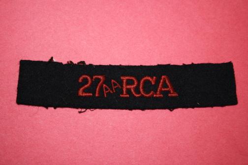 WW2 RCA 27th Anti Aircraft Battery Shoulder title