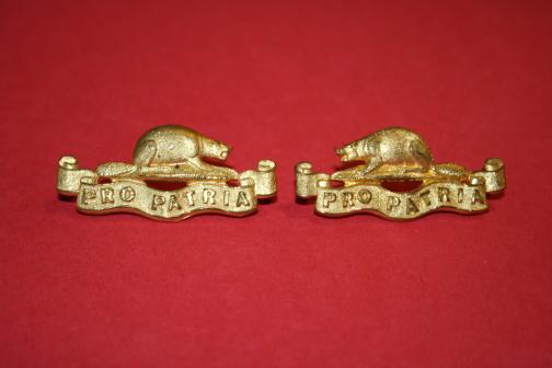 Royal Canadian Regiment RCR Collar Badge Pair - Officers