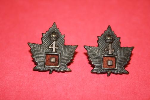 4 Canadian Railway Troops Collar Badge Pair - Officers