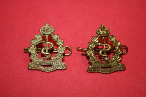 RCAMC Brass Collar Badge Pair