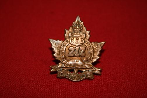 217th Battalion (Qu'Appelle Saskatchewan) Collar Badge