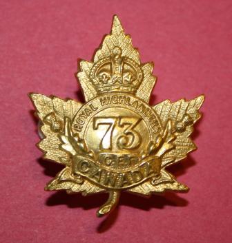 73 Battalion Royal Highlanders Officers Gilt Cap Badge  - Extremely Rare