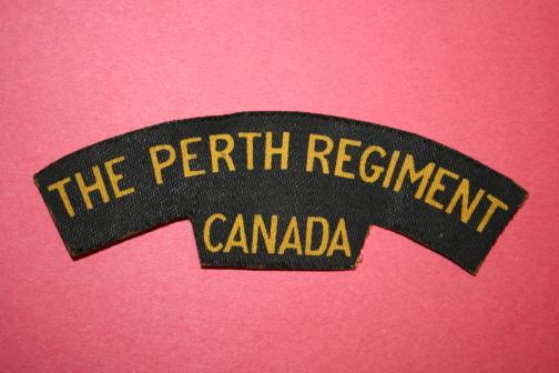 WW2 Perth Regiment Canada Shoulder Flash in Canvas