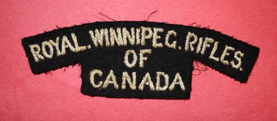 WW2 Royal Winnipeg Rifles Shoulder Title - English Stitching