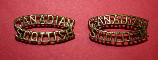 WW1 Canadian Scottish Shoulder Titles - Matching Pair