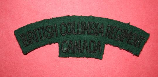 WW2 British Columbia Regiment Cloth Shoulder Title