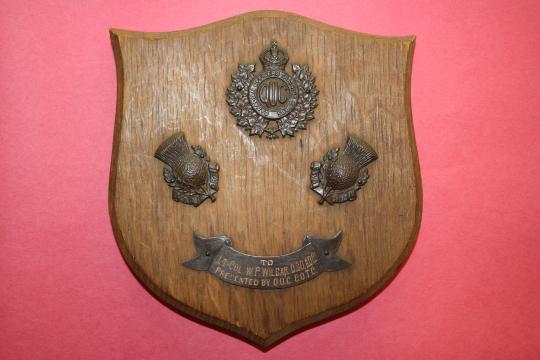 WW2 Quebec COTC presentation Plaque to a LCol