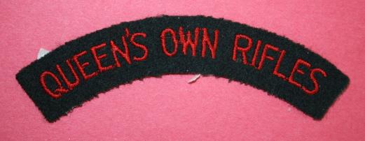 WW2 Queens Own Rifles Shoulder Title