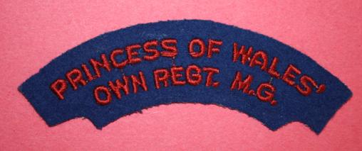 WW2 Princess of Wales' Own Regt. M.G. Shoulder Title