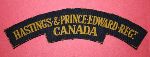 WW2 Hastings and Prince Edward Regiment Canvas Shoulder Title