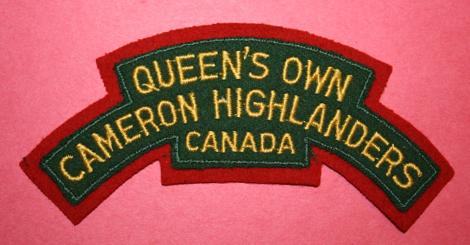 WW2 Queen's Own Cameron Highlanders of Canada Shoulder Title