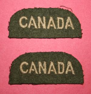 WW2 Canada Shoulder Title Pair