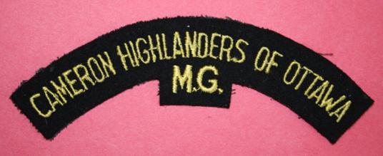 WW2 Cameron Highlanders of Ottawa MG Shoulder Title