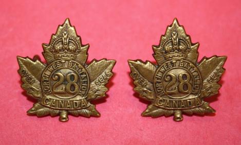 CEF 28th Northwest Bn Overseas Collar Badges