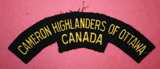 Cameron Highlanders of Ottawa Wool Shoulder Patch