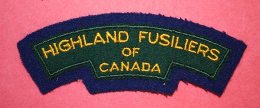 Highland Fusiliers of Canada Cloth Shoulder Title