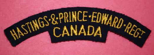 Hastings and Prince Edward Regiment of Canada Cloth Title