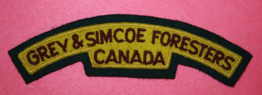 Grey and Simcoe Foresters of Canada Cloth Shoulder Title