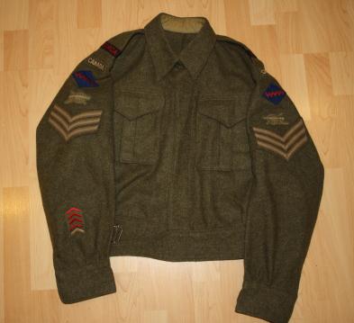 1944 6th Anti Tank RCA BD Tunic - Sgt -  2nd Cdn Corps AGRA