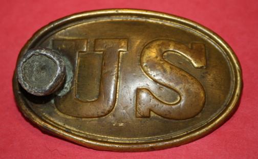 US Cross Belt Plate (Civil War or Indian War) with embedded Minie Ball
