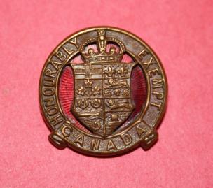 WW1 CEF Honourably Exempt Service Pin 