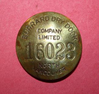 WW2 Burrard Dry Dock (North Vancouver) Employee ID Badge