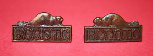 WW2 BCCOTC Collar Badge Pair - Bishop's College