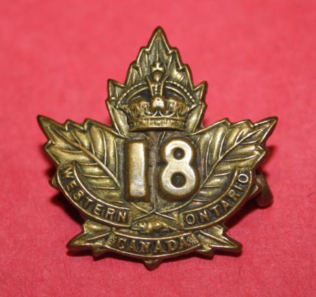 CEF 18th Battalion Collar Badge - Type 1