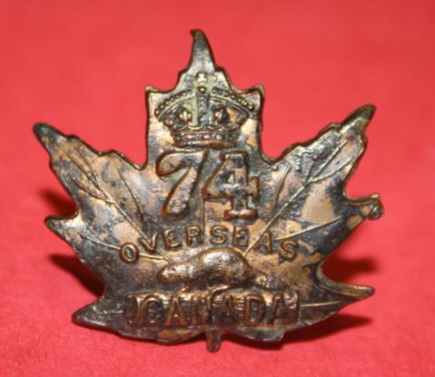 CEF 74th Battalion Collar Badge