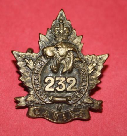 CEF 232nd (Saskatchewan) Collar Badge