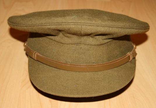 WW2 Canadian Officers Khaki Peaked Cap - Named 