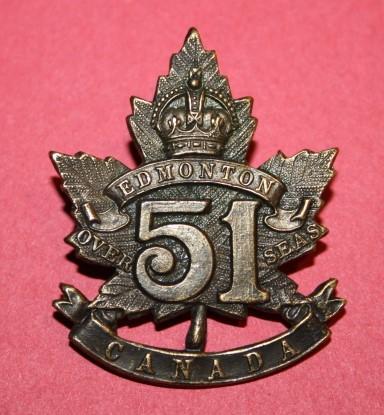 WW1 51st Edmonton Overseas Battalion Cap Badge