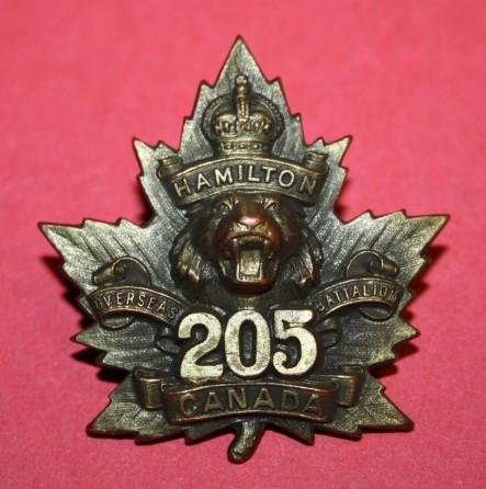 WW1 205th Hamilton Battalion Cap Badge